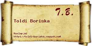 Toldi Boriska névjegykártya